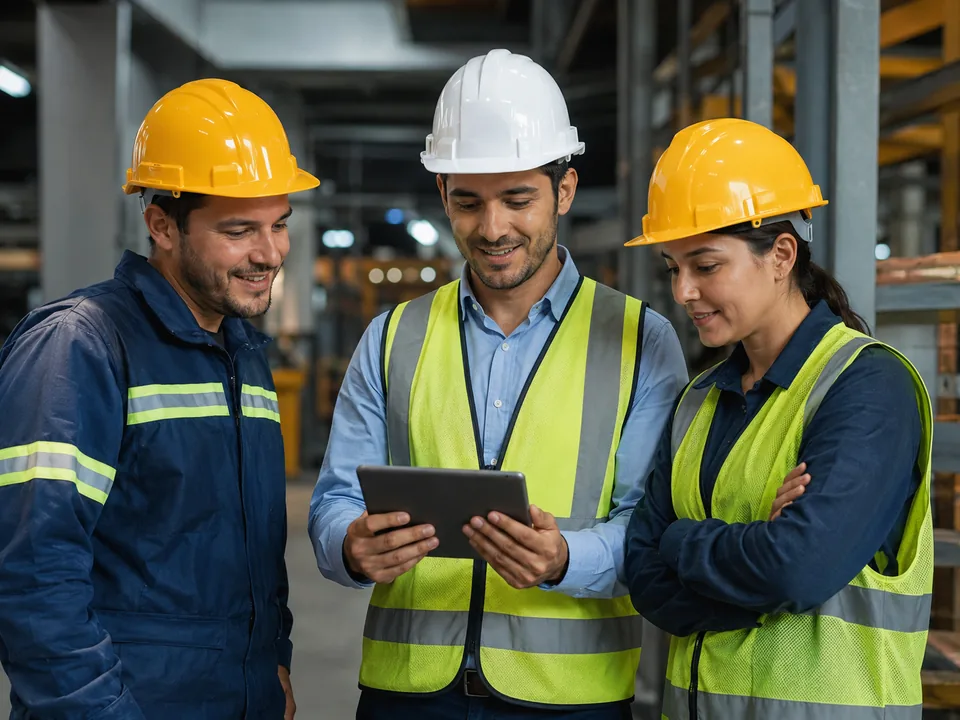 Equipo de trabajo con elementos de seguridad como representación de una ARL empresarial