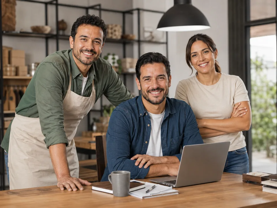 Equipo de una pequeña empresa como representación de un seguro PYME