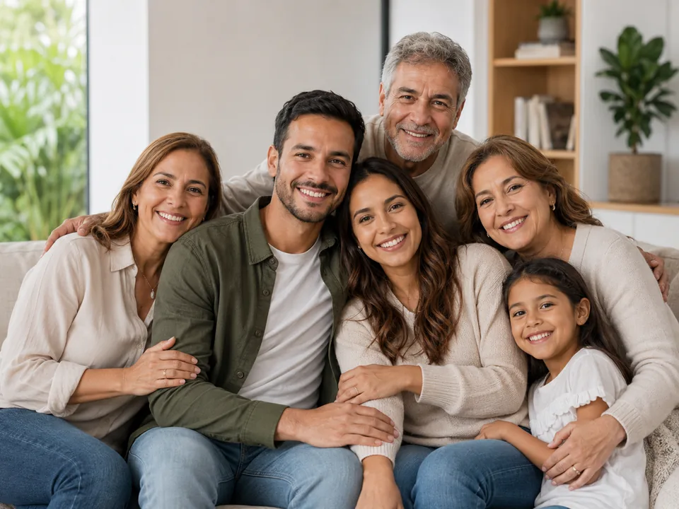 Familia reunida como representación de un seguro de vida
